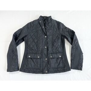 A New Day Quilted Field Utility Jacket Women's S Black Pockets Full Zip Coat